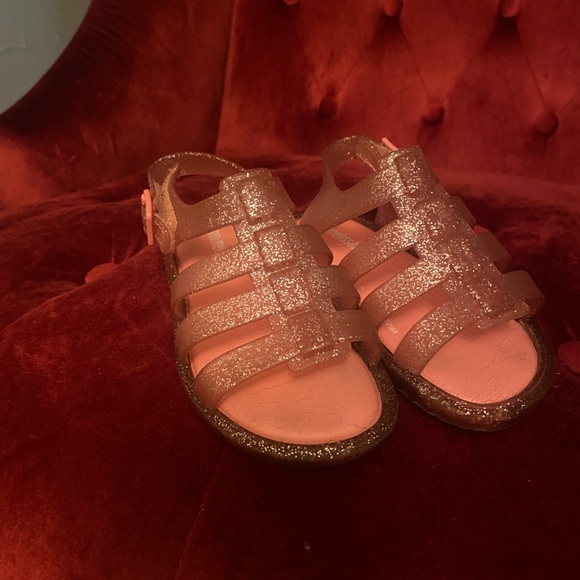 Mini Melissa Flox BABY ROSA Pink rubber jelly sandels with sparkles - Picture 1 of 7